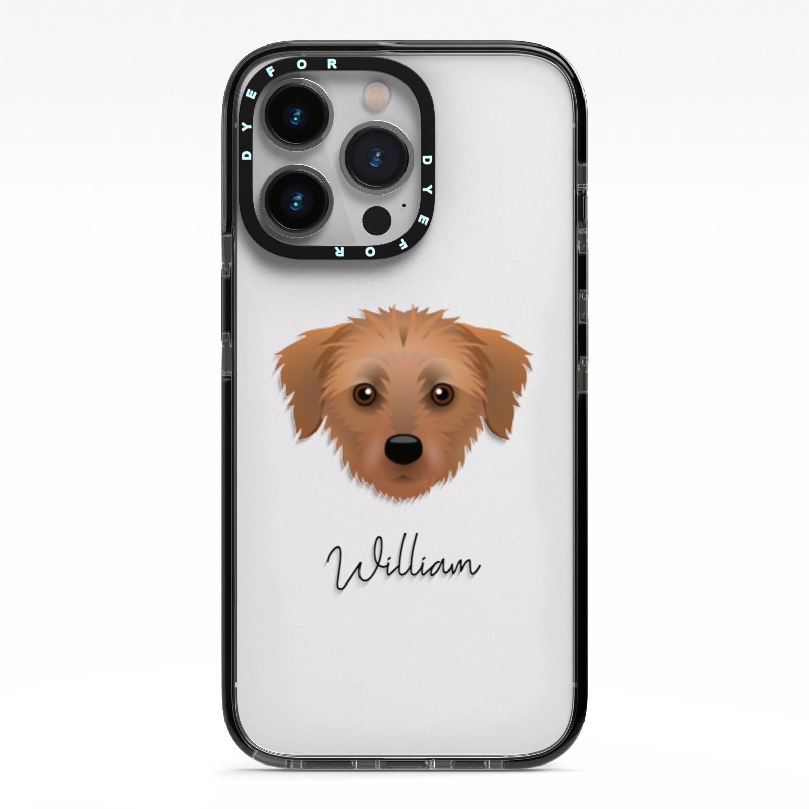 Dorkie Personalised iPhone 13 Pro Black Impact Case on Silver phone