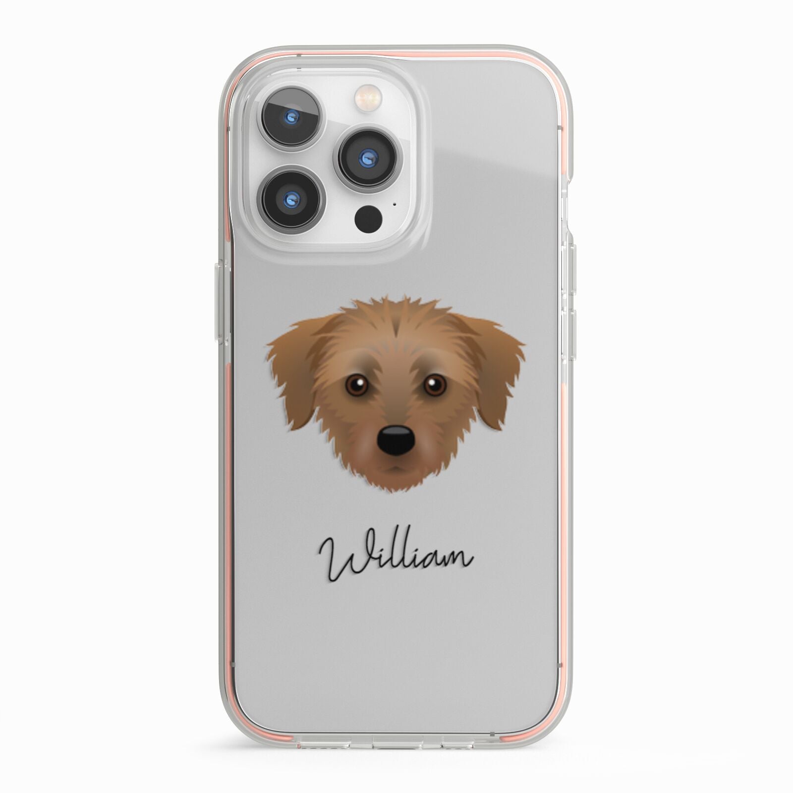 Dorkie Personalised iPhone 13 Pro TPU Impact Case with Pink Edges