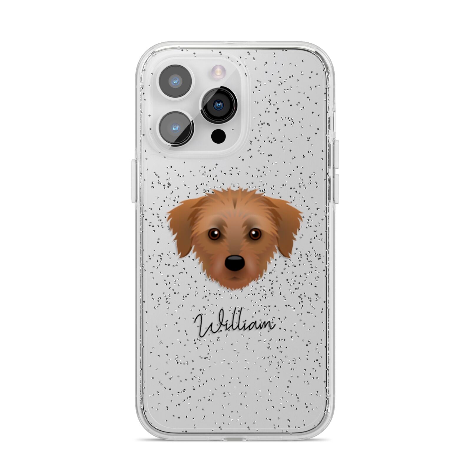 Dorkie Personalised iPhone 14 Pro Max Glitter Tough Case Silver