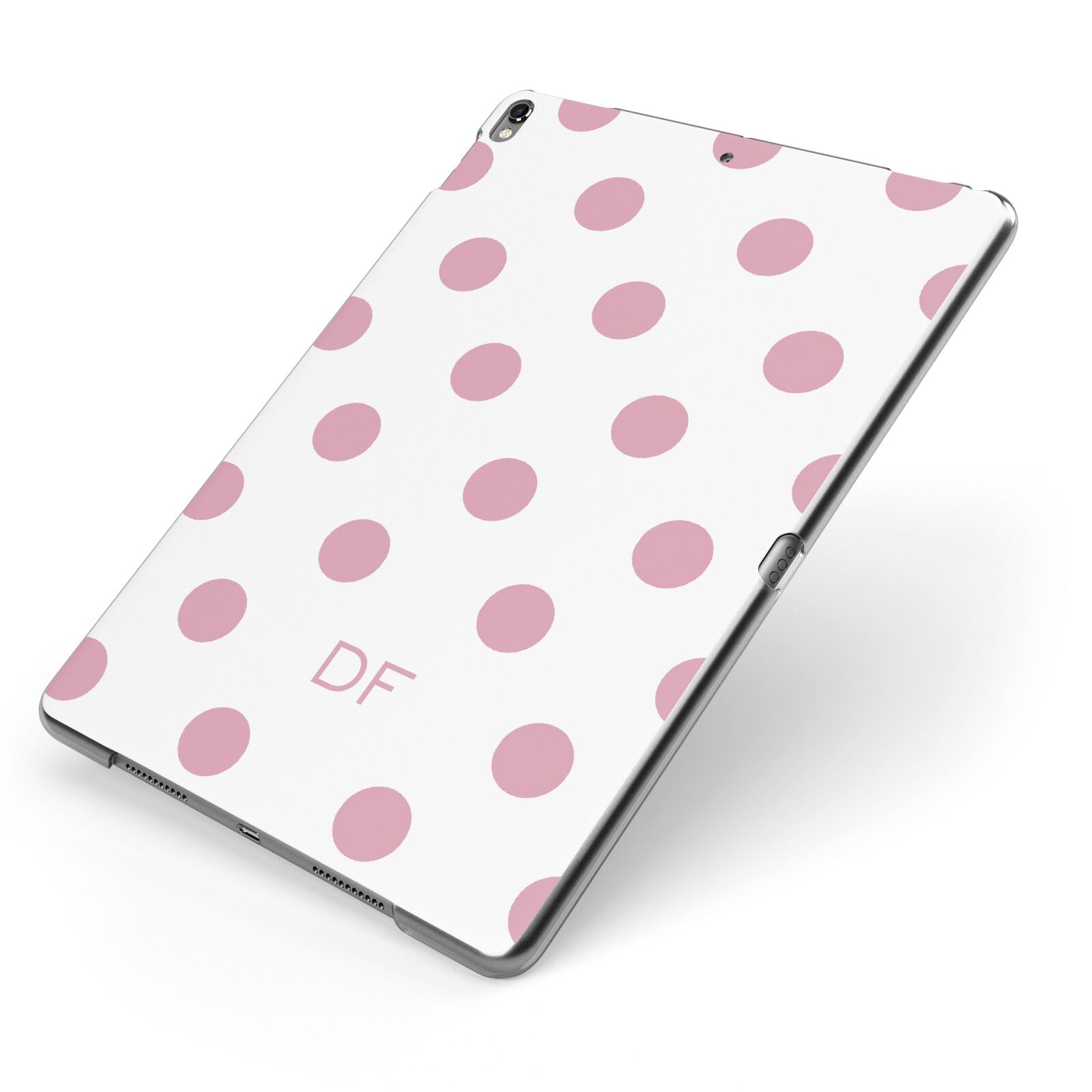 Dots Initials Personalised Apple iPad Case on Grey iPad Side View