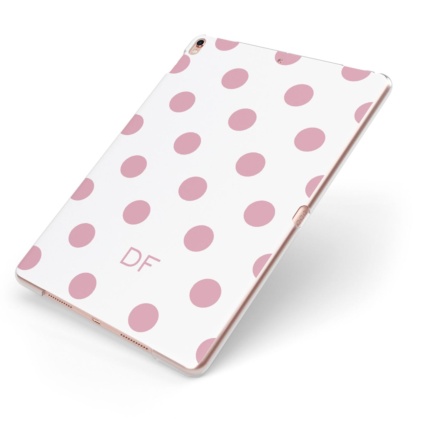 Dots Initials Personalised Apple iPad Case on Rose Gold iPad Side View