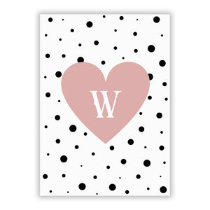 Dotted Pink Heart Personalised Greetings Card