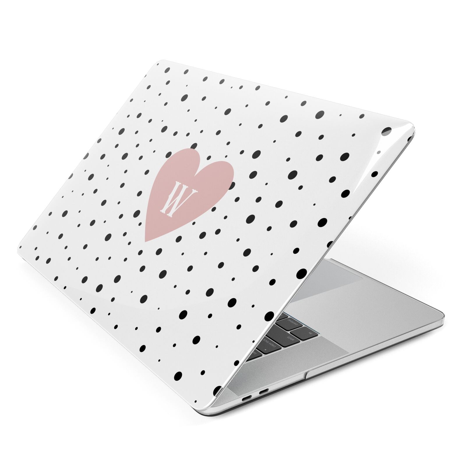 Dotted Pink Heart Personalised Apple MacBook Case Side View