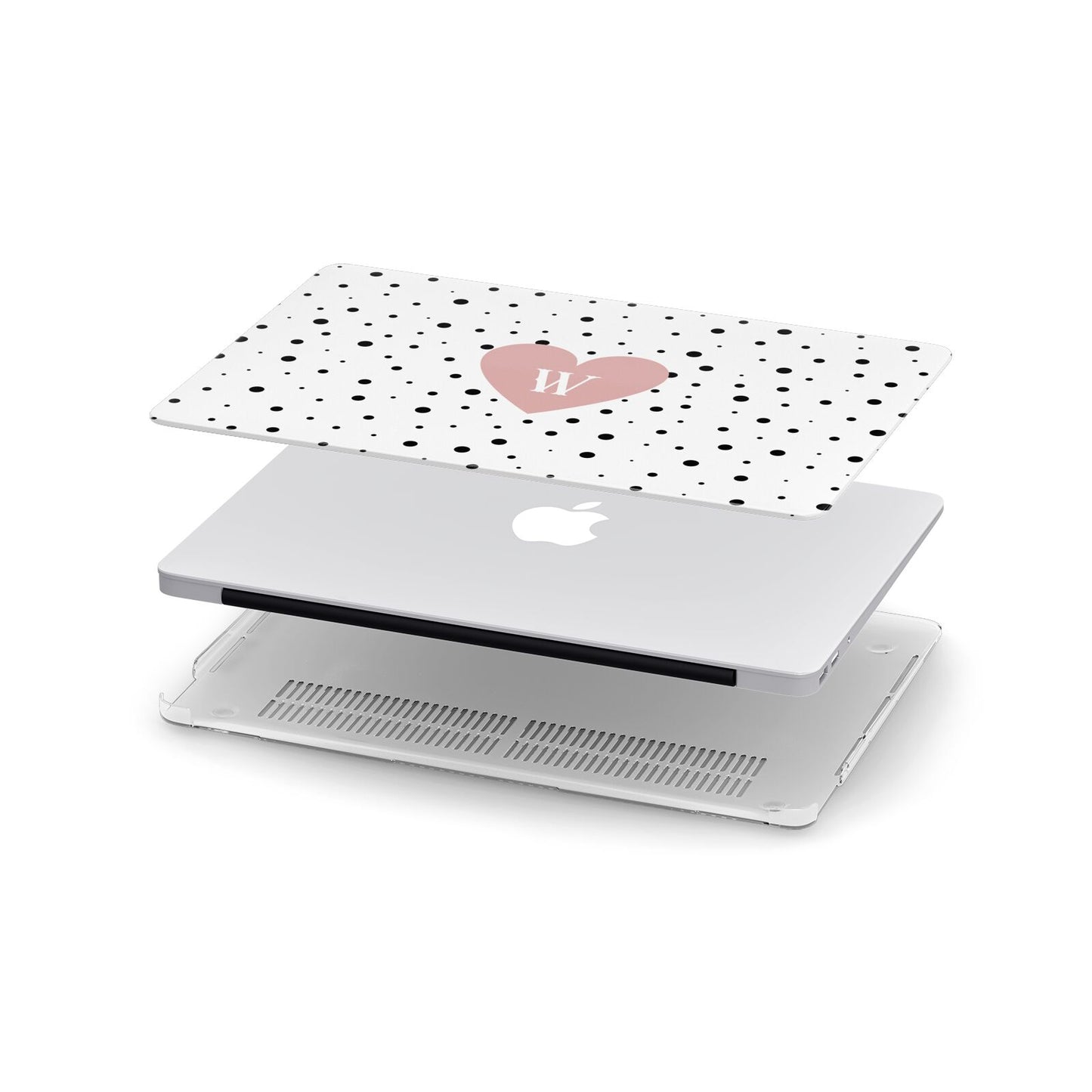 Dotted Pink Heart Personalised Apple MacBook Case in Detail