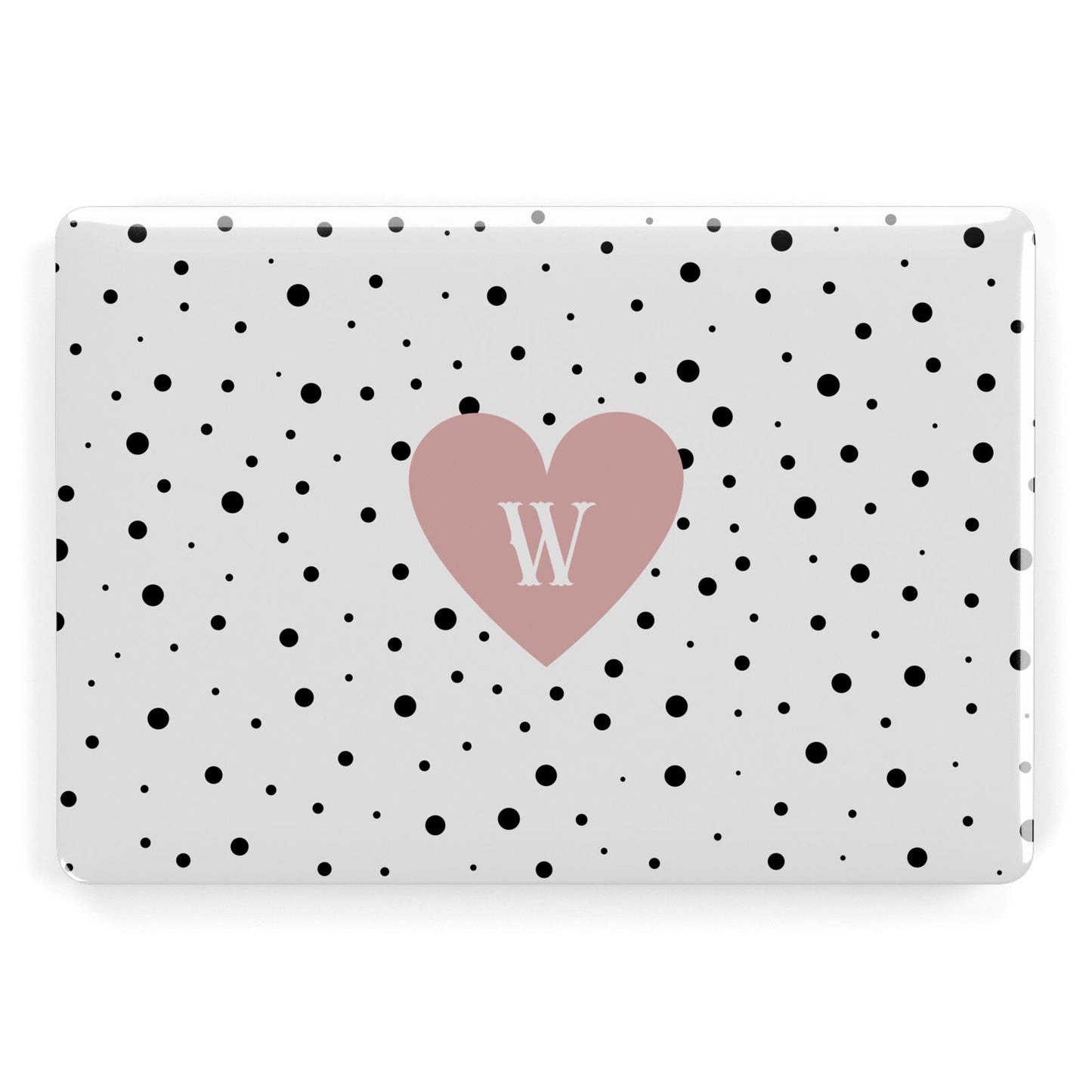 Dotted Pink Heart Personalised Apple MacBook Case