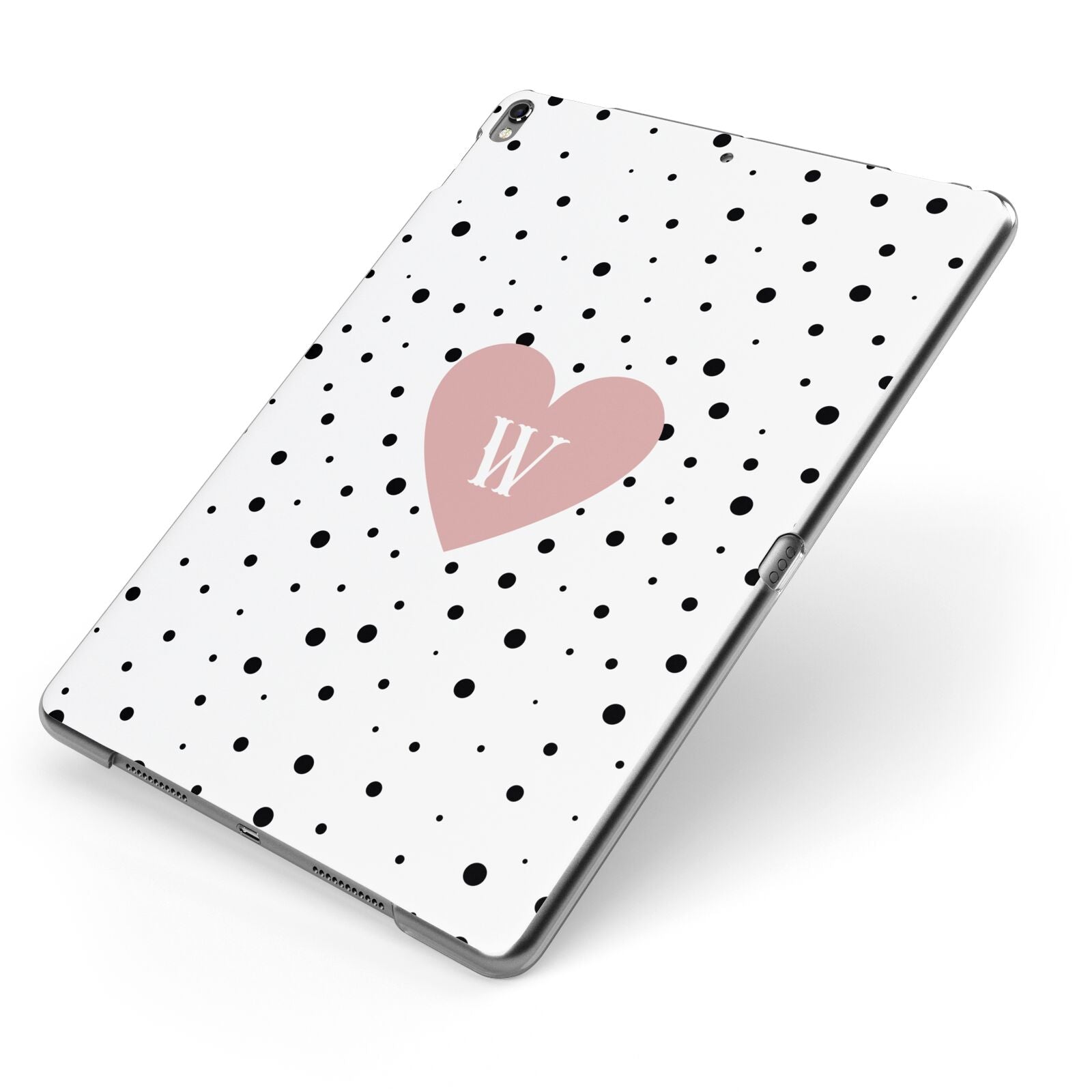 Dotted Pink Heart Personalised Apple iPad Case on Grey iPad Side View