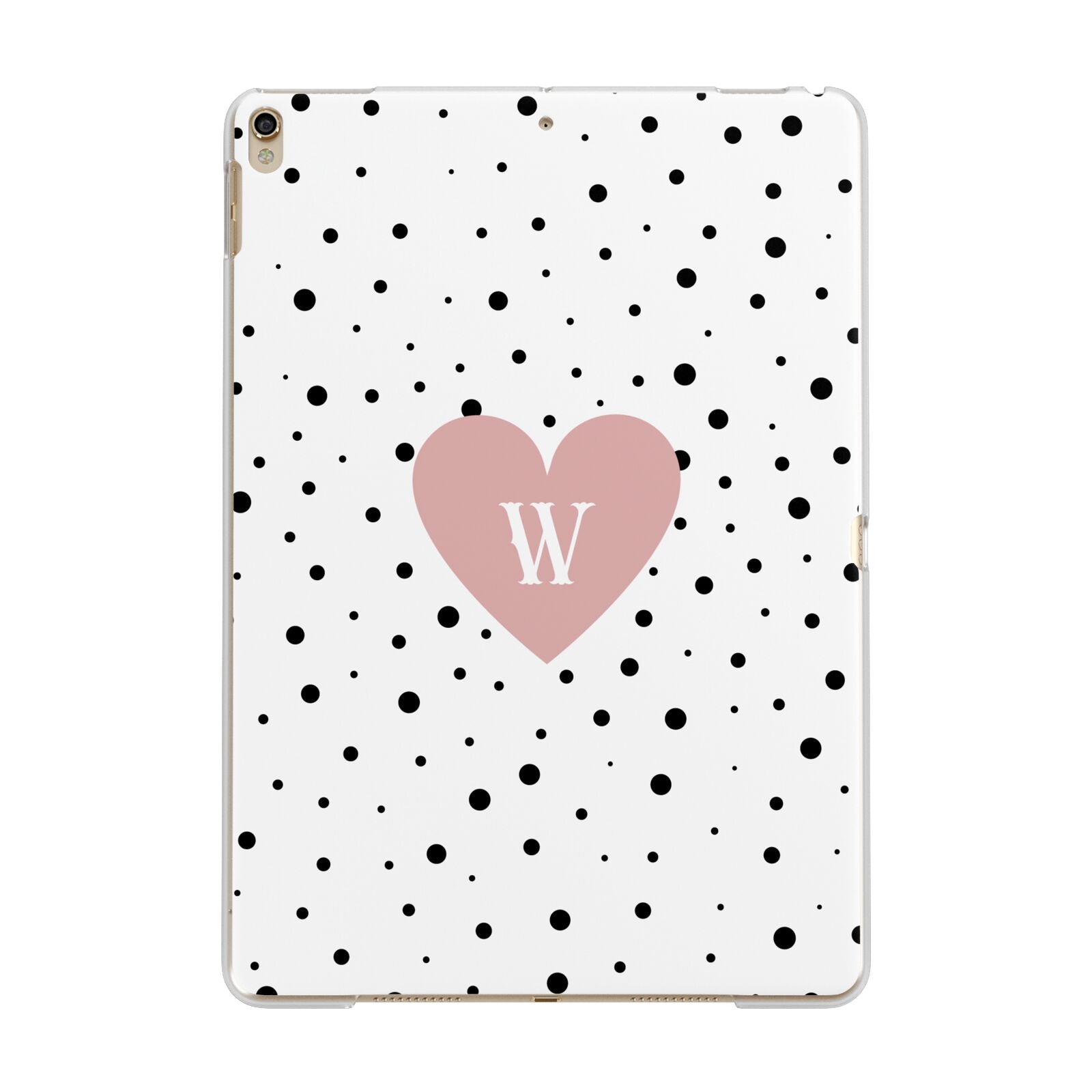 Dotted Pink Heart Personalised Apple iPad Gold Case