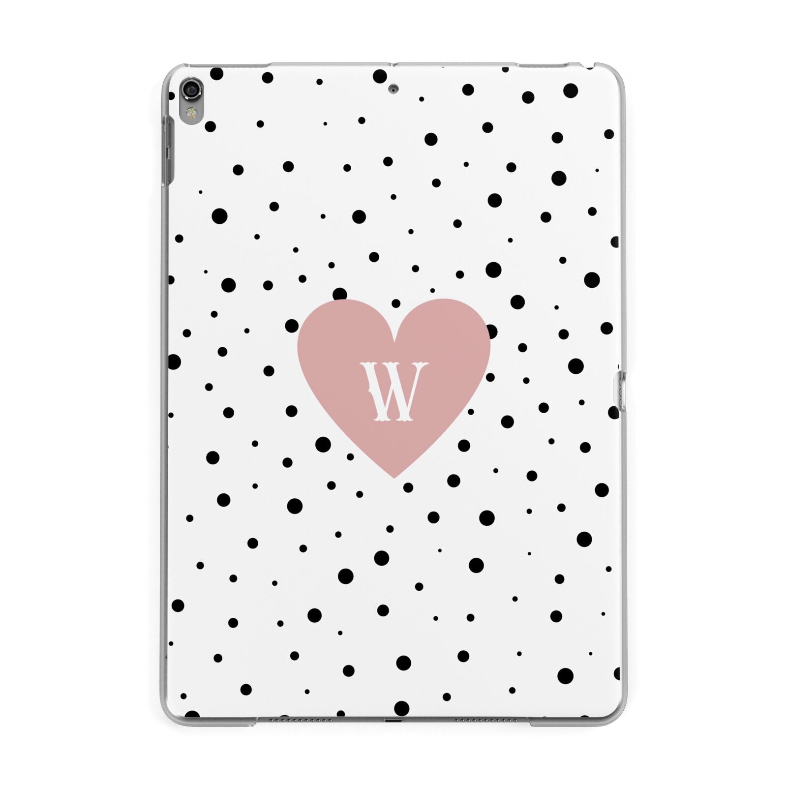 Dotted Pink Heart Personalised Apple iPad Grey Case