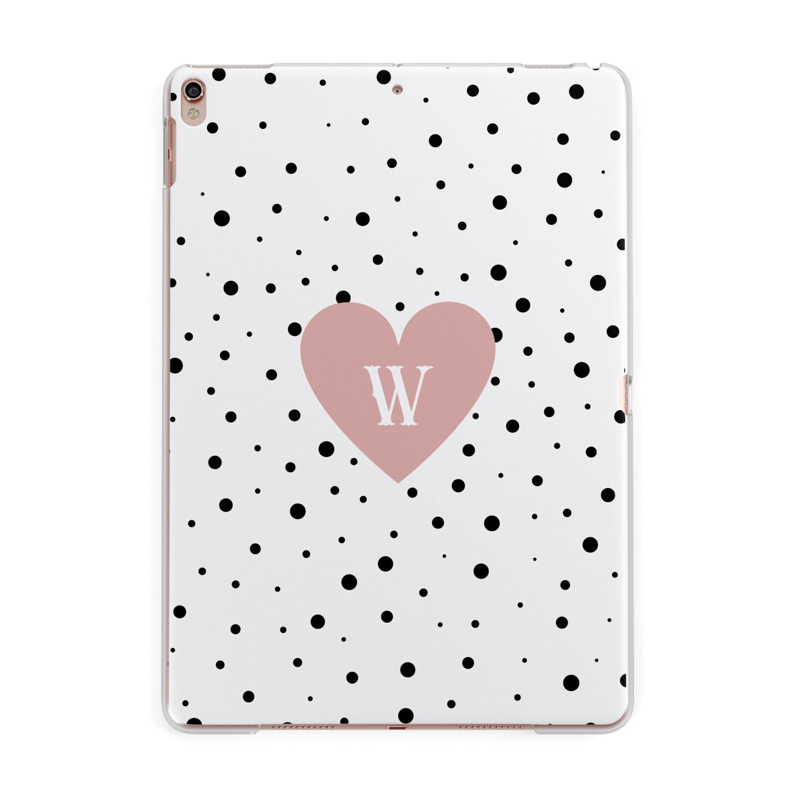 Dotted Pink Heart Personalised Apple iPad Rose Gold Case