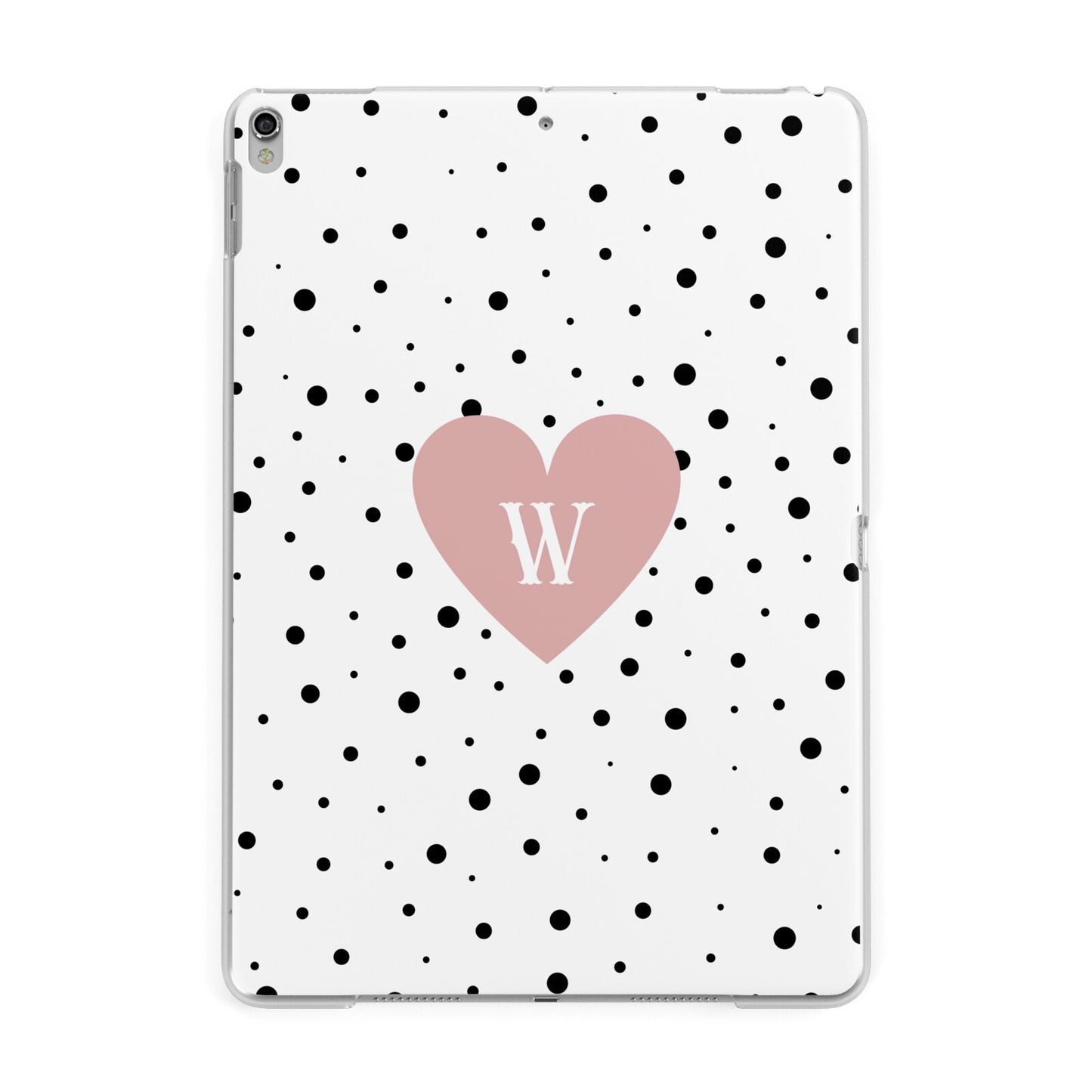 Dotted Pink Heart Personalised Apple iPad Silver Case