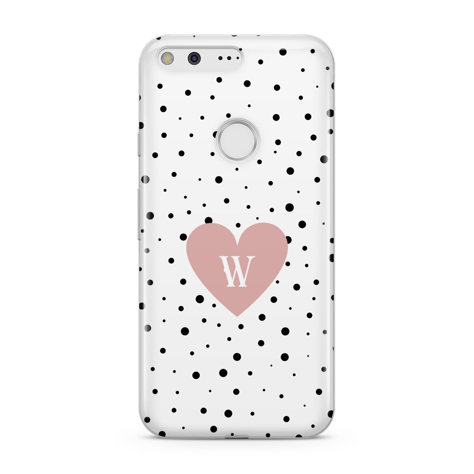 Dotted Pink Heart Personalised Google Pixel Case