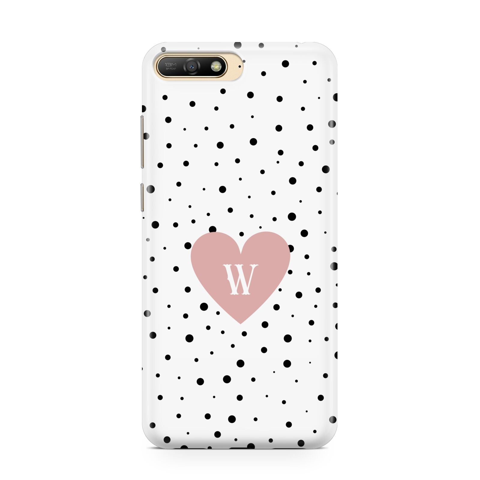 Dotted Pink Heart Personalised Huawei Y6 2018