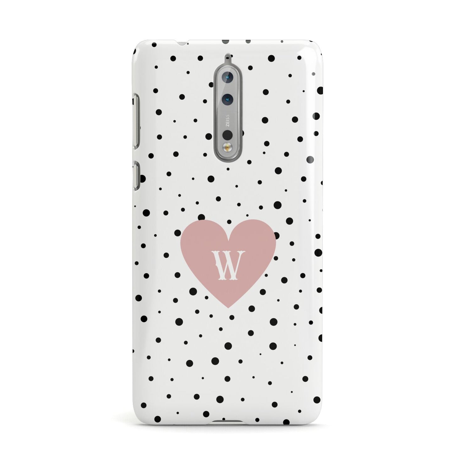 Dotted Pink Heart Personalised Nokia Case