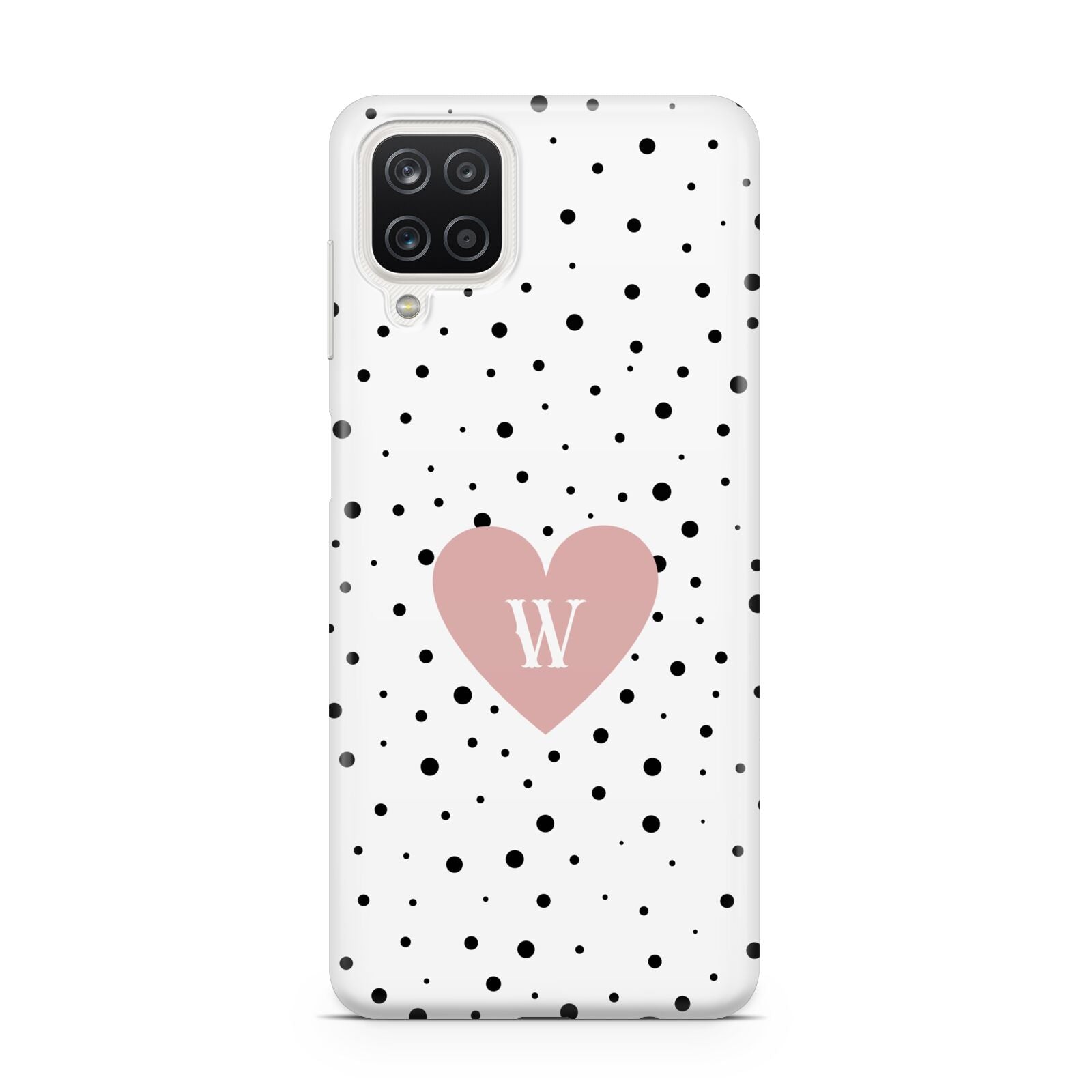 Dotted Pink Heart Personalised Samsung A12 Case