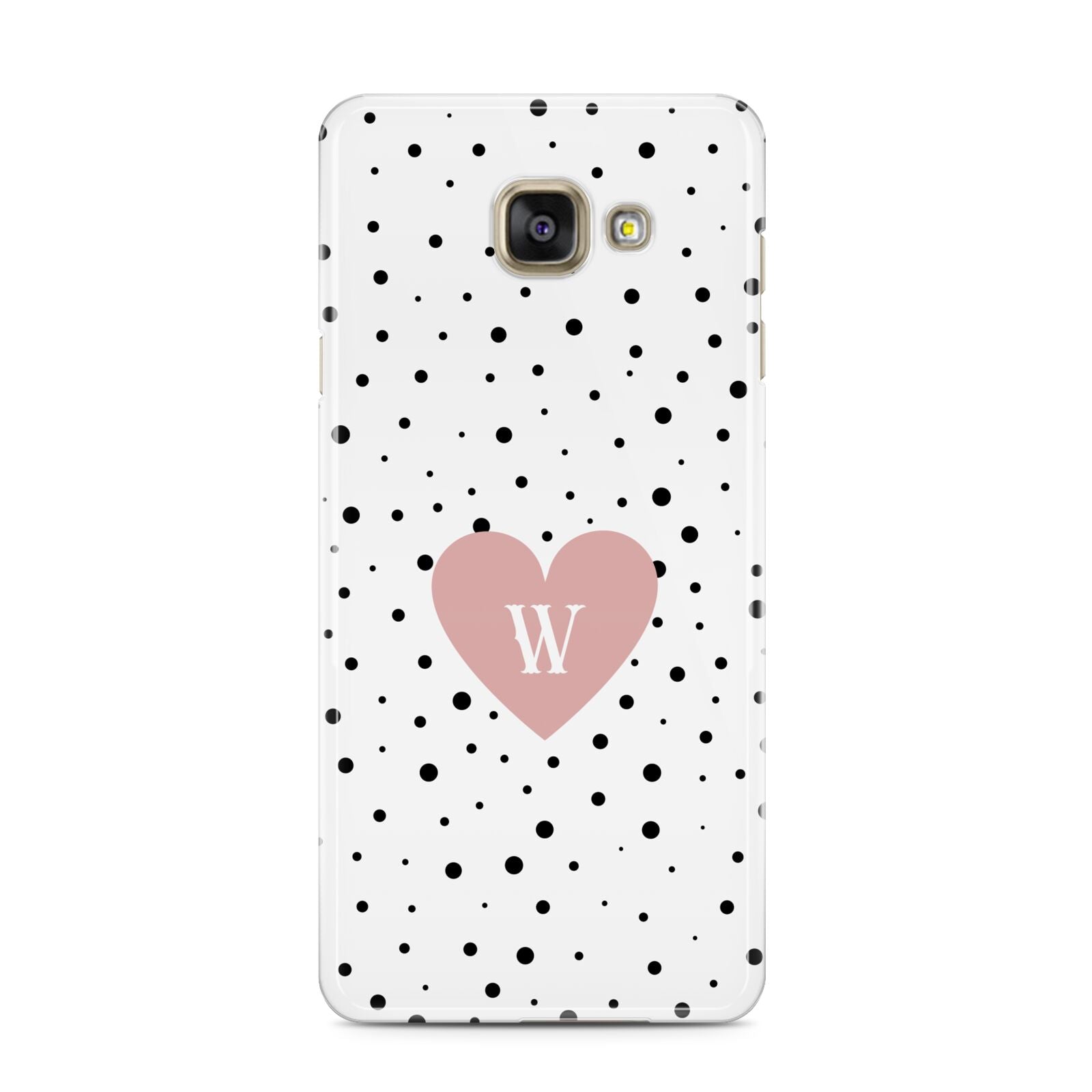 Dotted Pink Heart Personalised Samsung Galaxy A3 2016 Case on gold phone