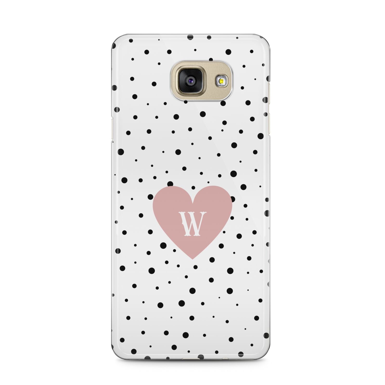 Dotted Pink Heart Personalised Samsung Galaxy A5 2016 Case on gold phone