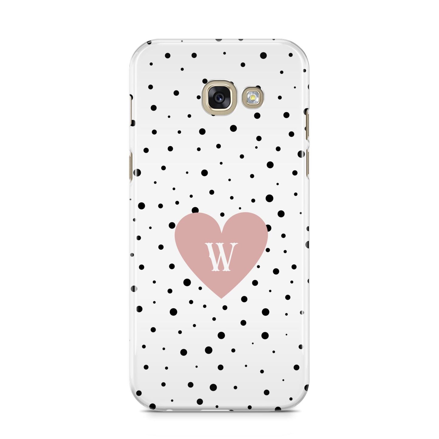 Dotted Pink Heart Personalised Samsung Galaxy A5 2017 Case on gold phone