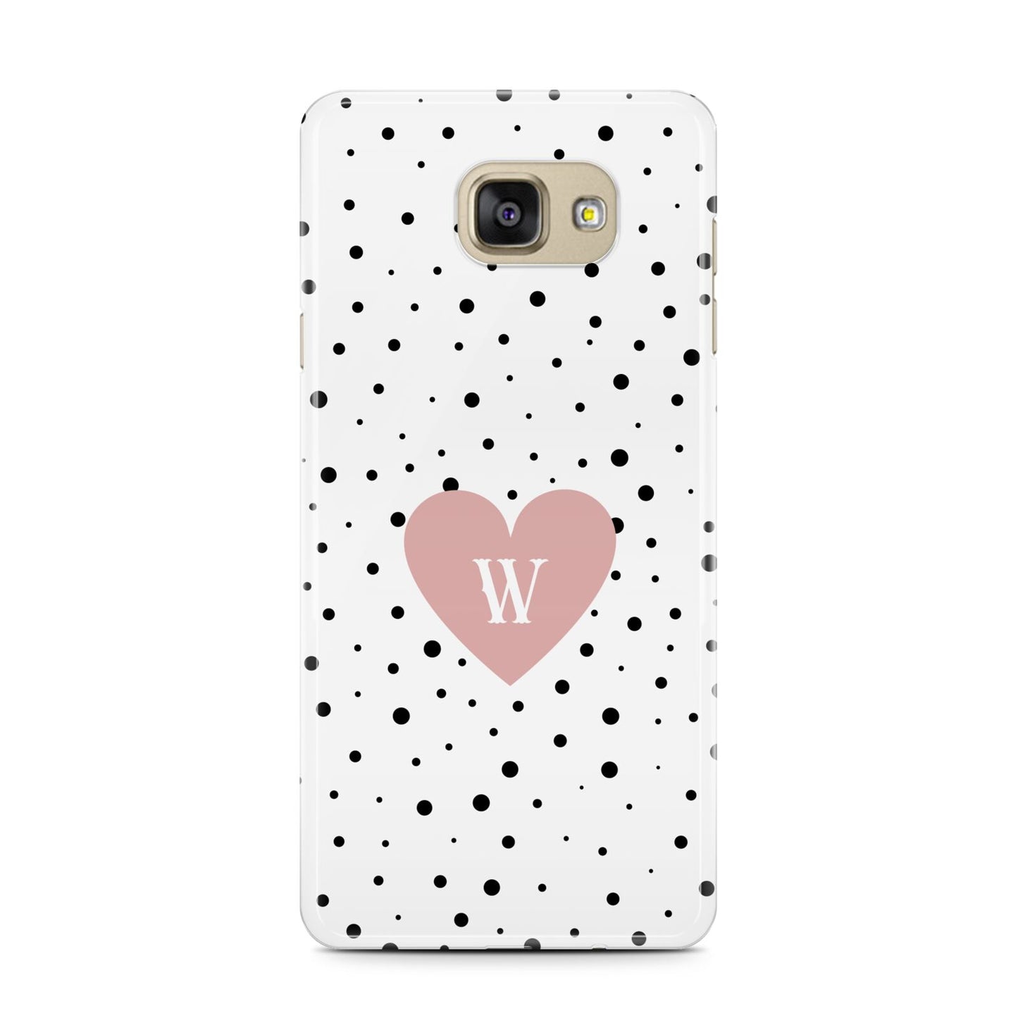 Dotted Pink Heart Personalised Samsung Galaxy A7 2016 Case on gold phone