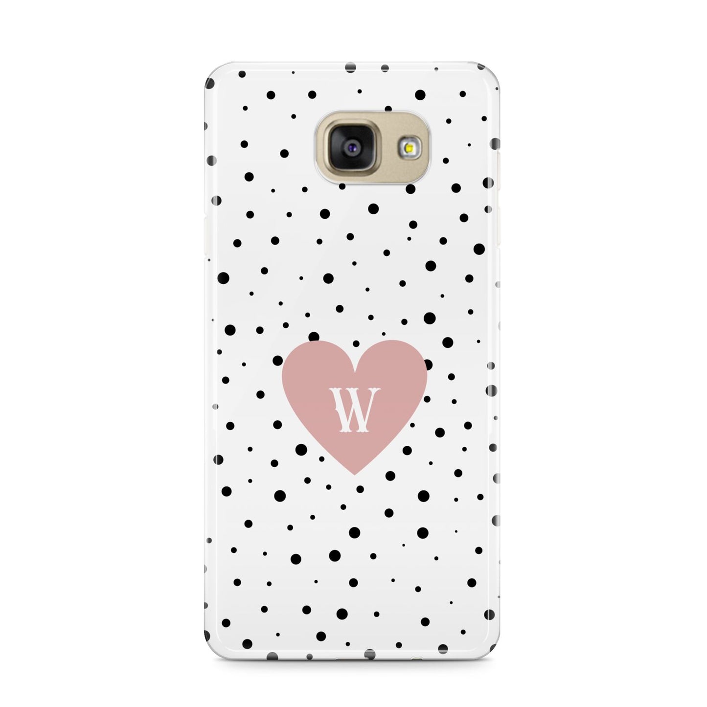 Dotted Pink Heart Personalised Samsung Galaxy A9 2016 Case on gold phone