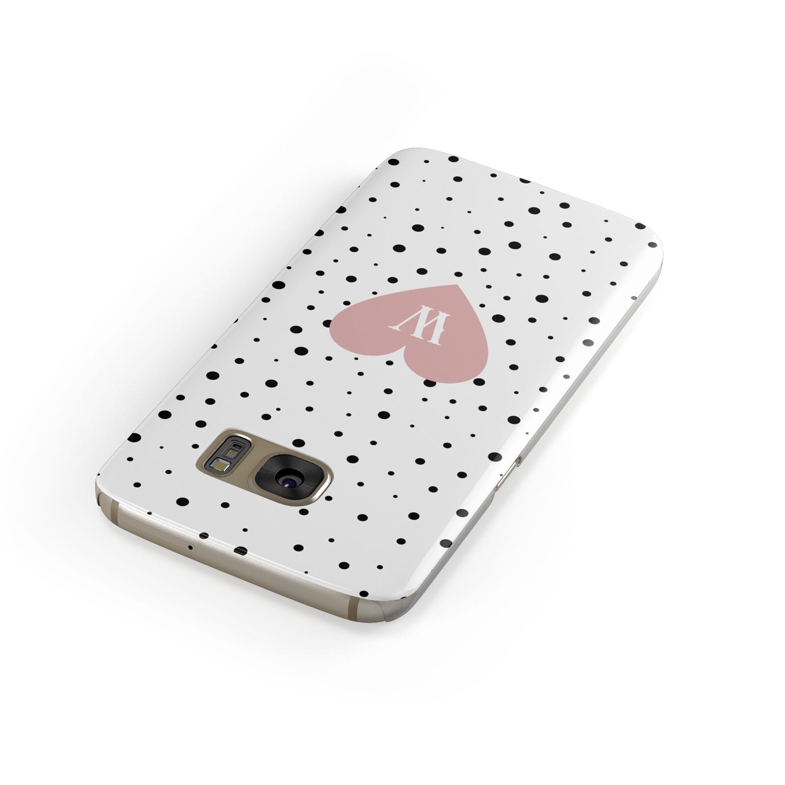 Dotted Pink Heart Personalised Samsung Galaxy Case Front Close Up