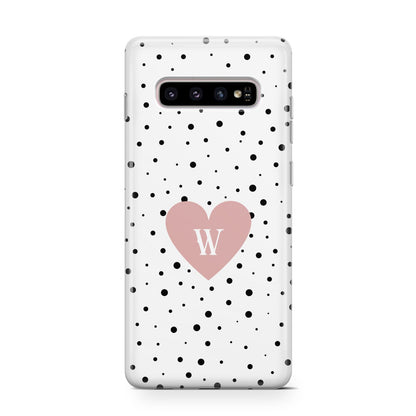 Dotted Pink Heart Personalised Samsung Galaxy S10 Case