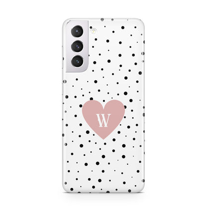 Dotted Pink Heart Personalised Samsung S21 Case