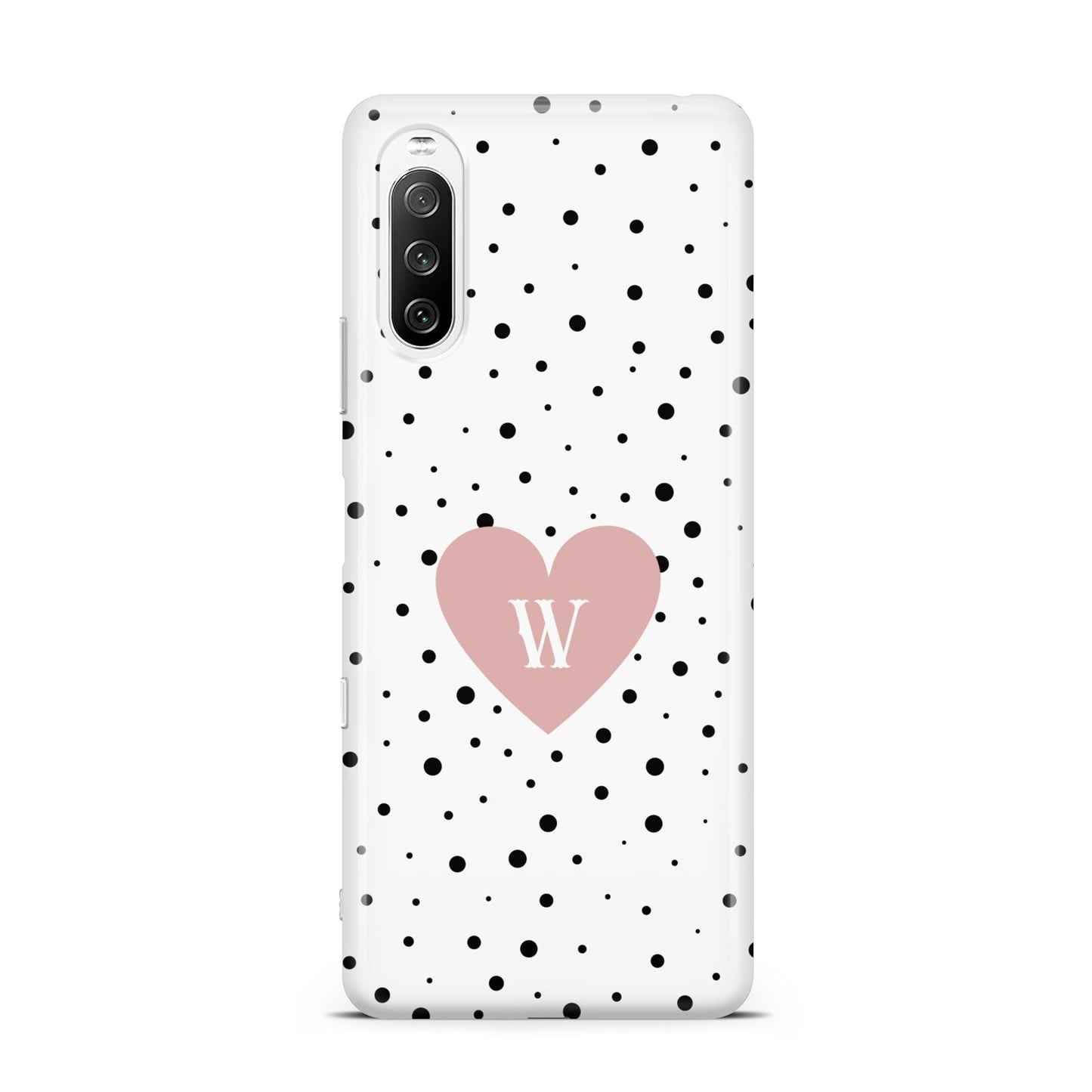 Dotted Pink Heart Personalised Sony Xperia 10 III Case