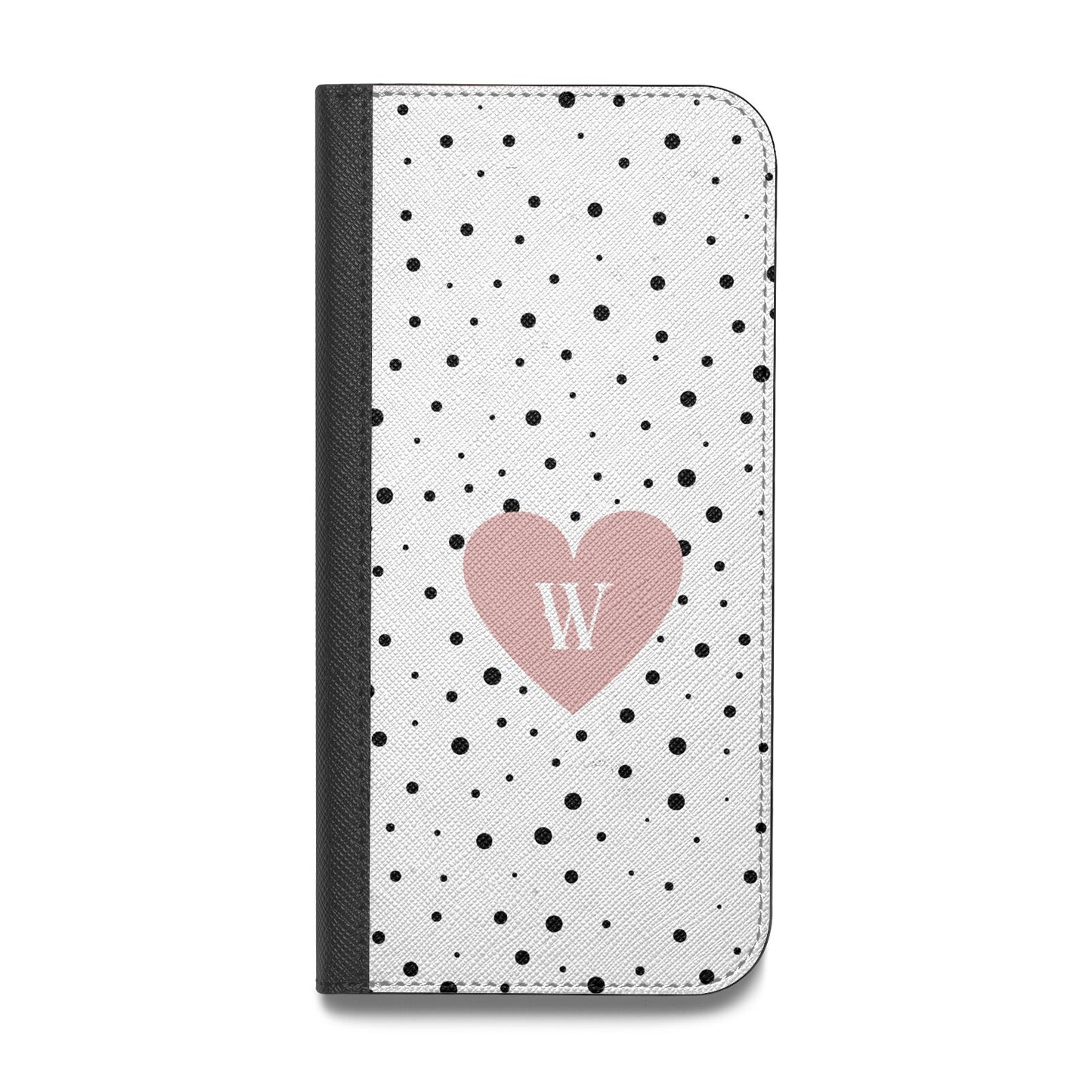 Dotted Pink Heart Personalised Vegan Leather Flip Samsung Case