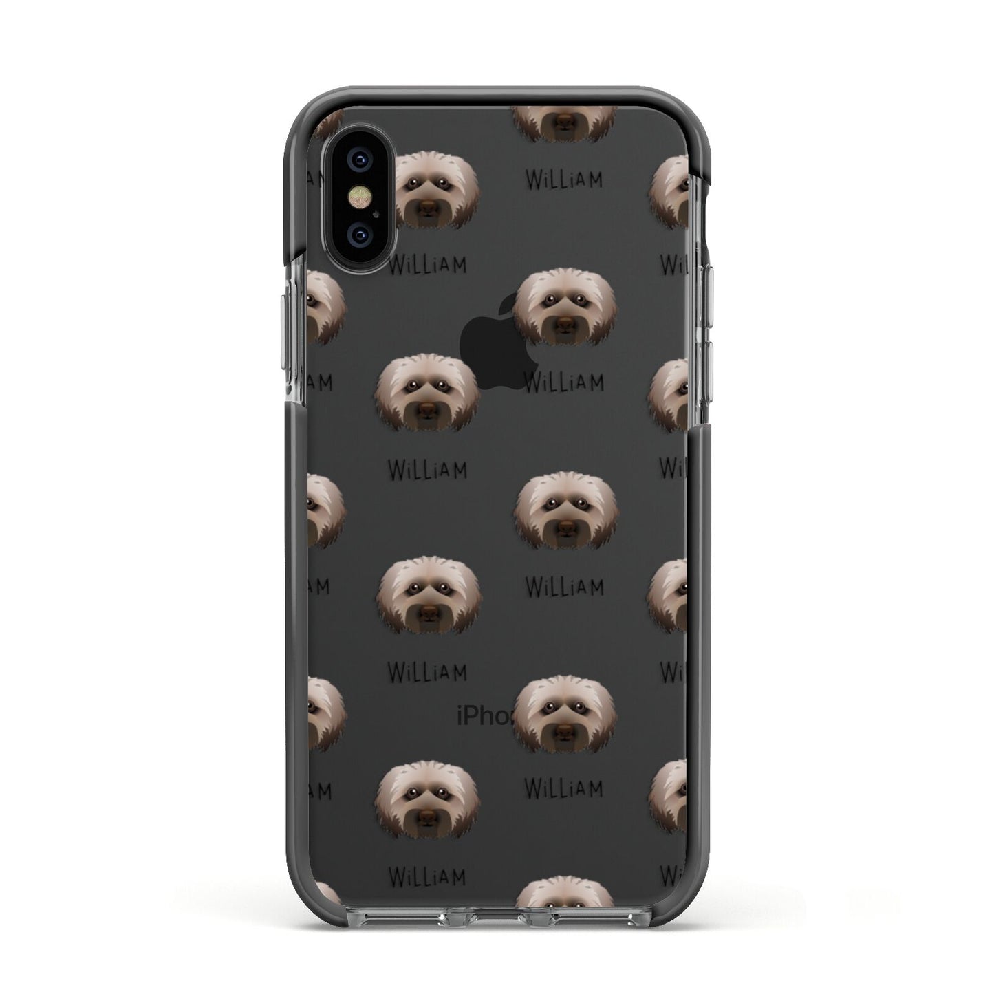 Doxiepoo Icon with Name Apple iPhone Xs Impact Case Black Edge on Black Phone