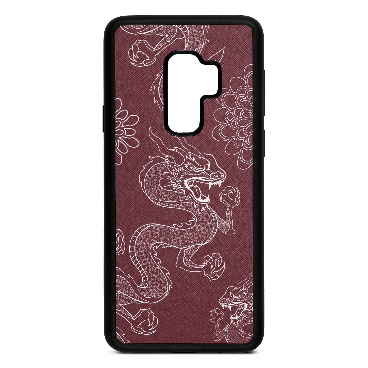 Dragons Rose Brown Saffiano Leather Samsung S9 Plus Case