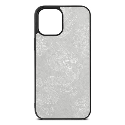 Dragons Silver Saffiano Leather iPhone 12 Pro Max Case