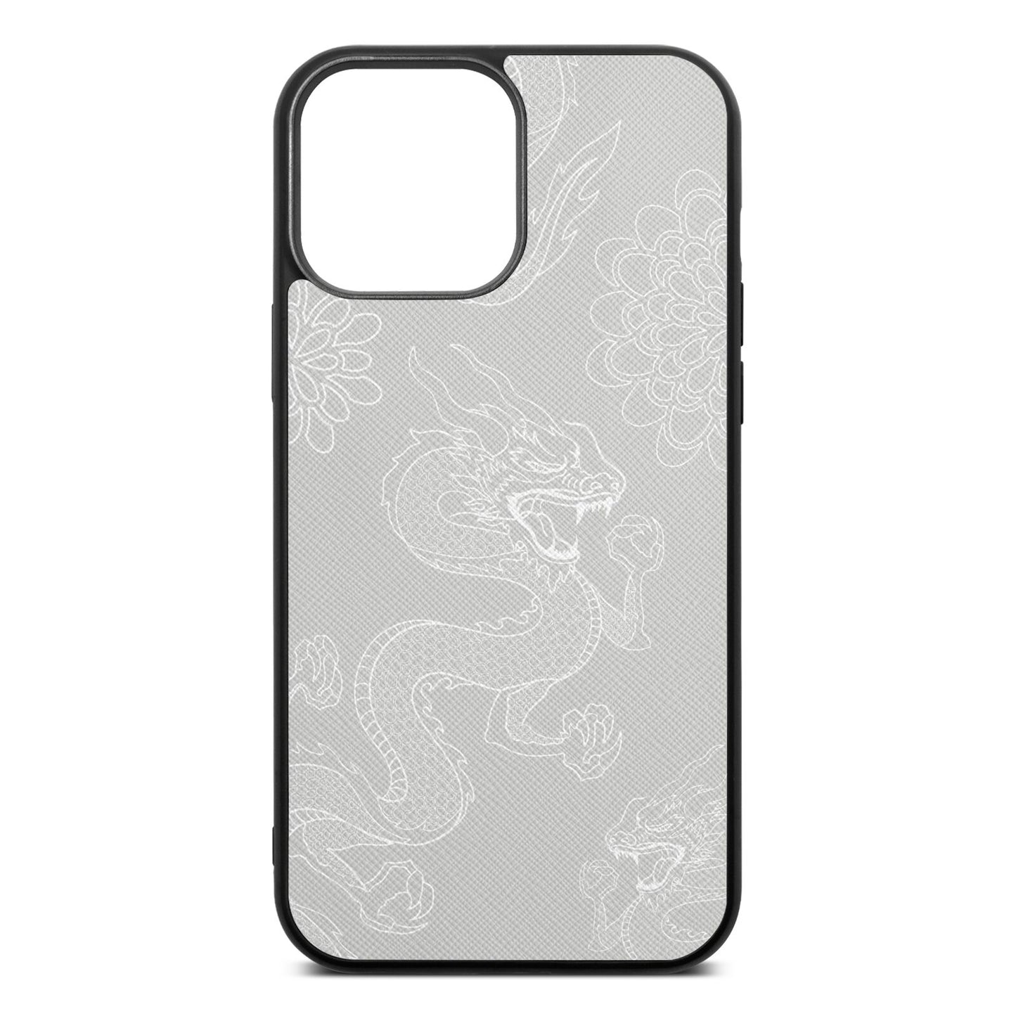 Dragons Silver Saffiano Leather iPhone 13 Pro Max Case