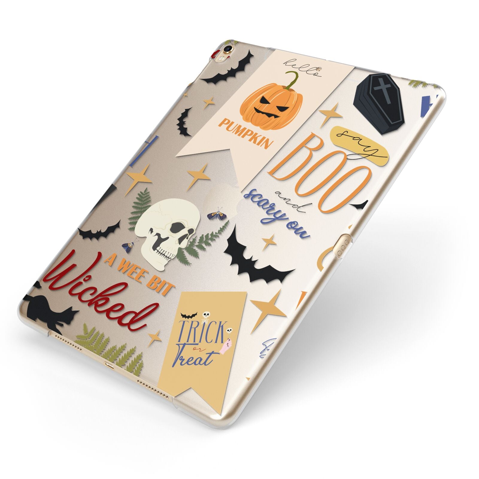 Dramatic Halloween Illustrations Apple iPad Case on Gold iPad Side View