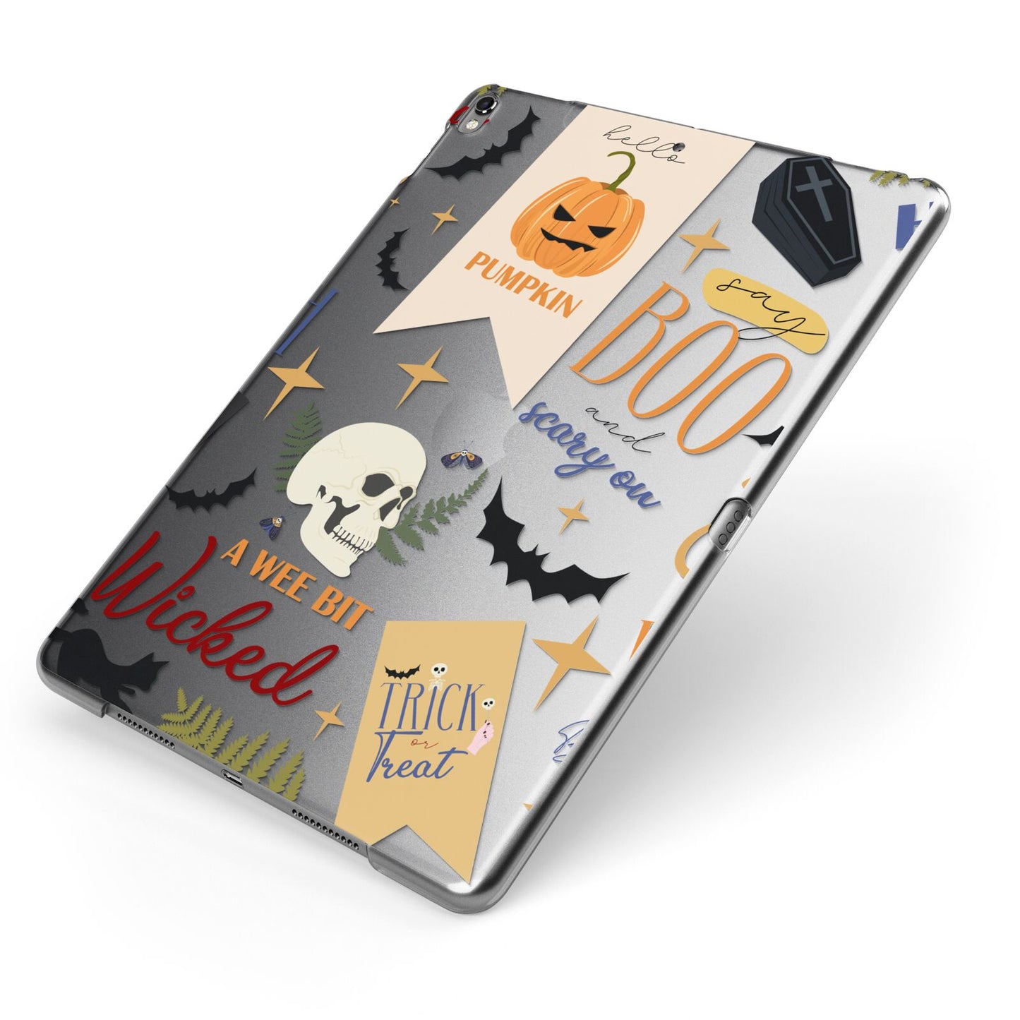 Dramatic Halloween Illustrations Apple iPad Case on Grey iPad Side View