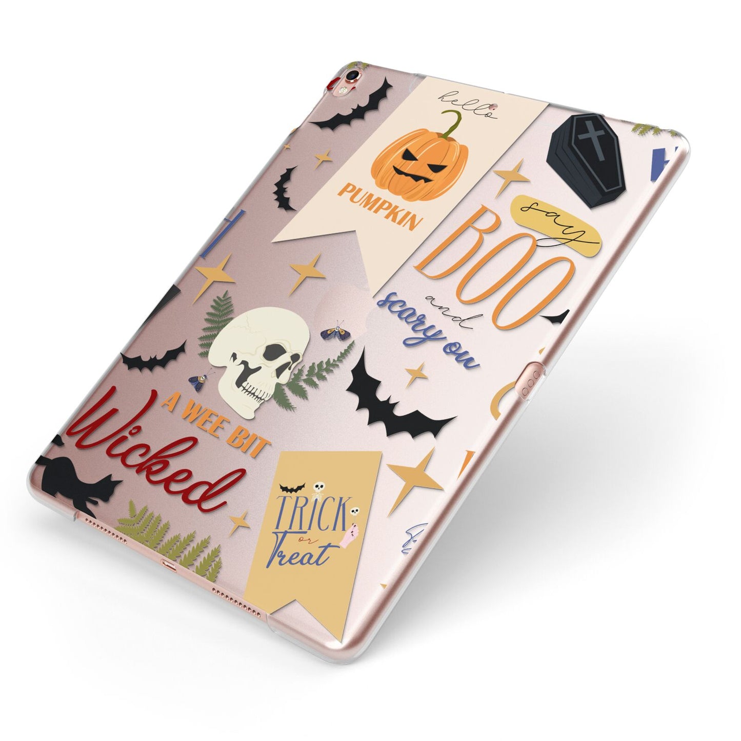 Dramatic Halloween Illustrations Apple iPad Case on Rose Gold iPad Side View