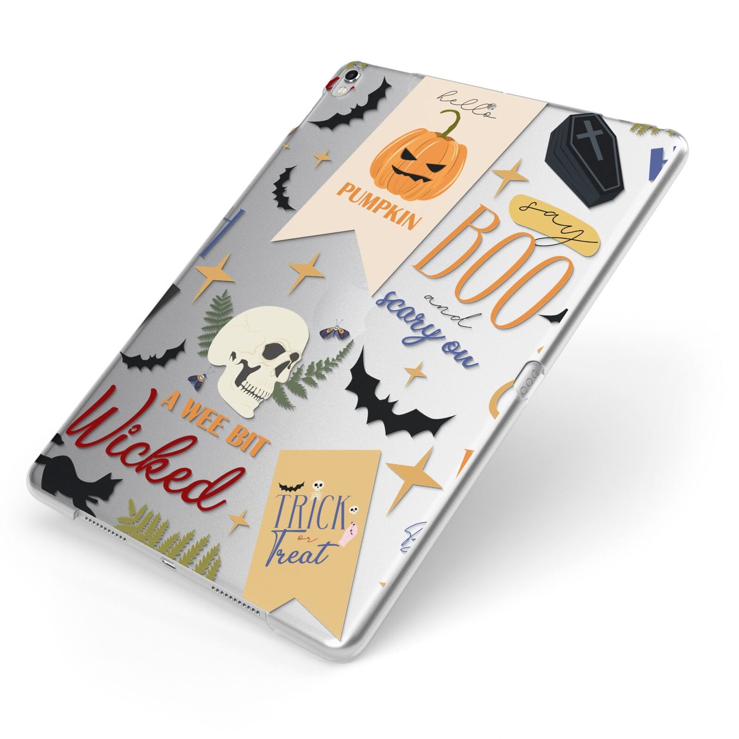 Dramatic Halloween Illustrations Apple iPad Case on Silver iPad Side View