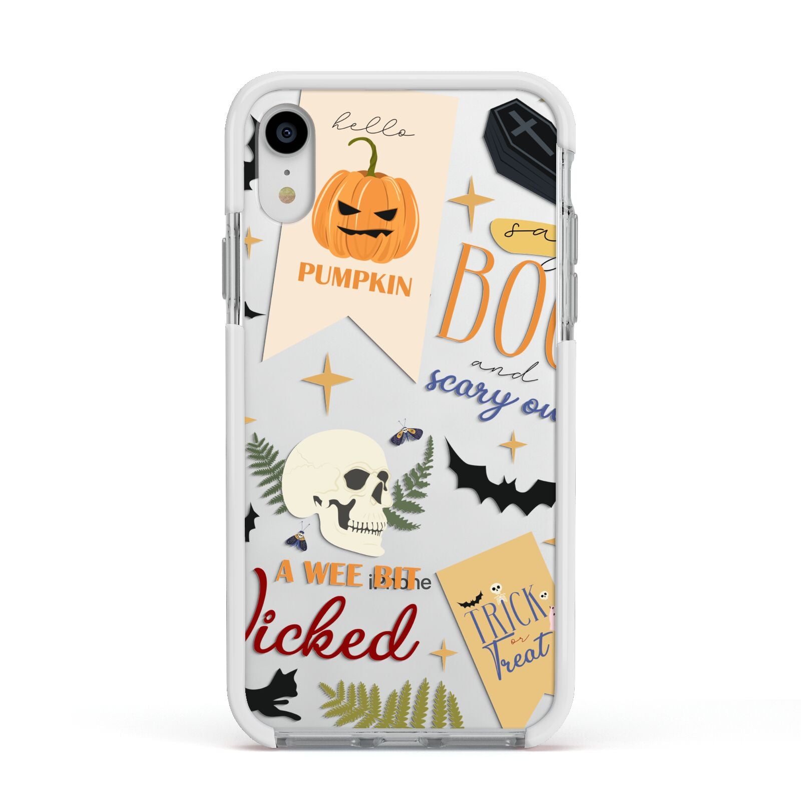 Dramatic Halloween Illustrations Apple iPhone XR Impact Case White Edge on Silver Phone