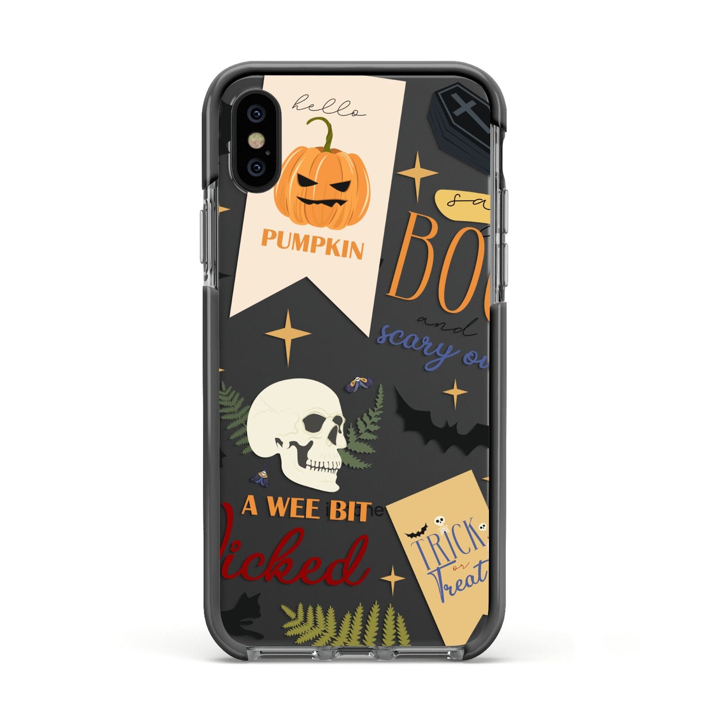 Dramatic Halloween Illustrations Apple iPhone Xs Impact Case Black Edge on Black Phone