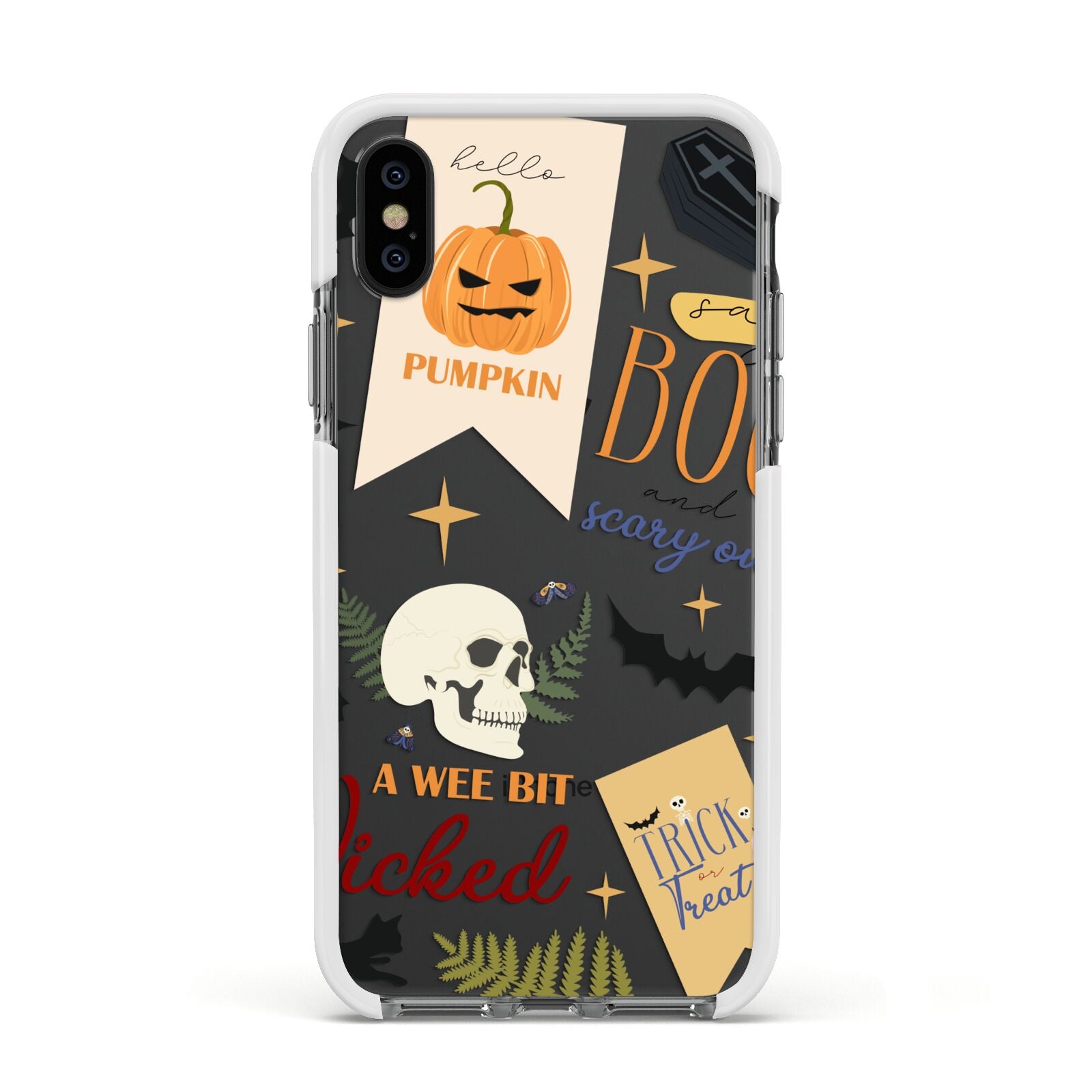 Dramatic Halloween Illustrations Apple iPhone Xs Impact Case White Edge on Black Phone