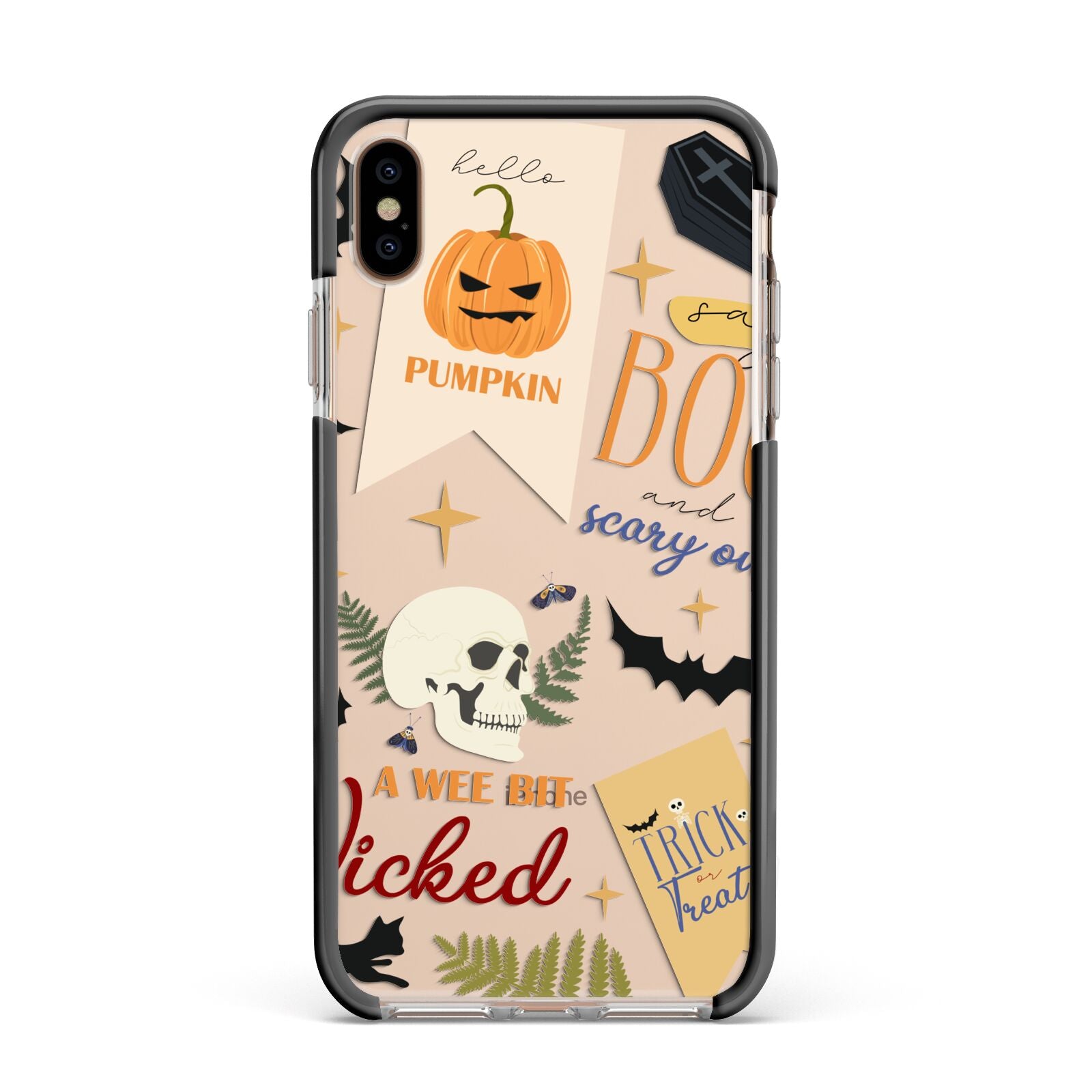 Dramatic Halloween Illustrations Apple iPhone Xs Max Impact Case Black Edge on Gold Phone