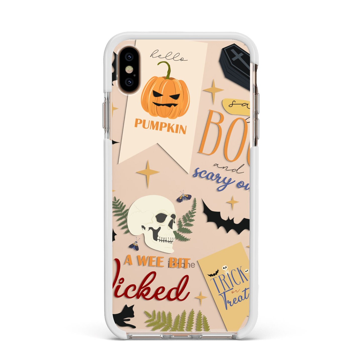 Dramatic Halloween Illustrations Apple iPhone Xs Max Impact Case White Edge on Gold Phone