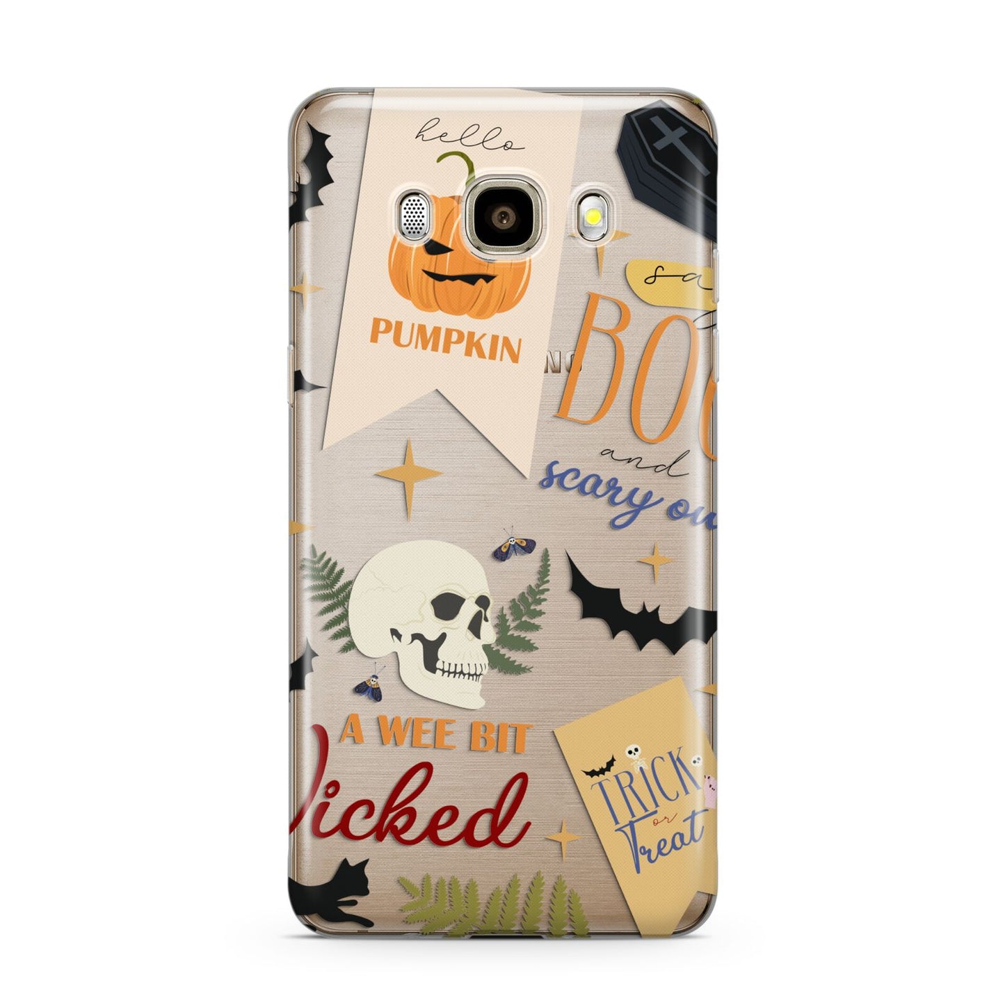 Dramatic Halloween Illustrations Samsung Galaxy J7 2016 Case on gold phone