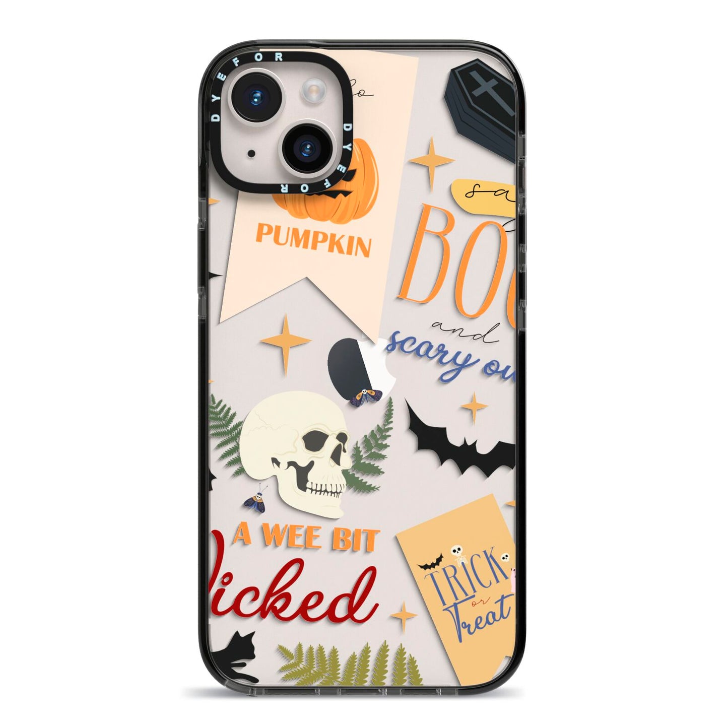 Dramatic Halloween Illustrations iPhone 14 Plus Black Impact Case on Silver phone