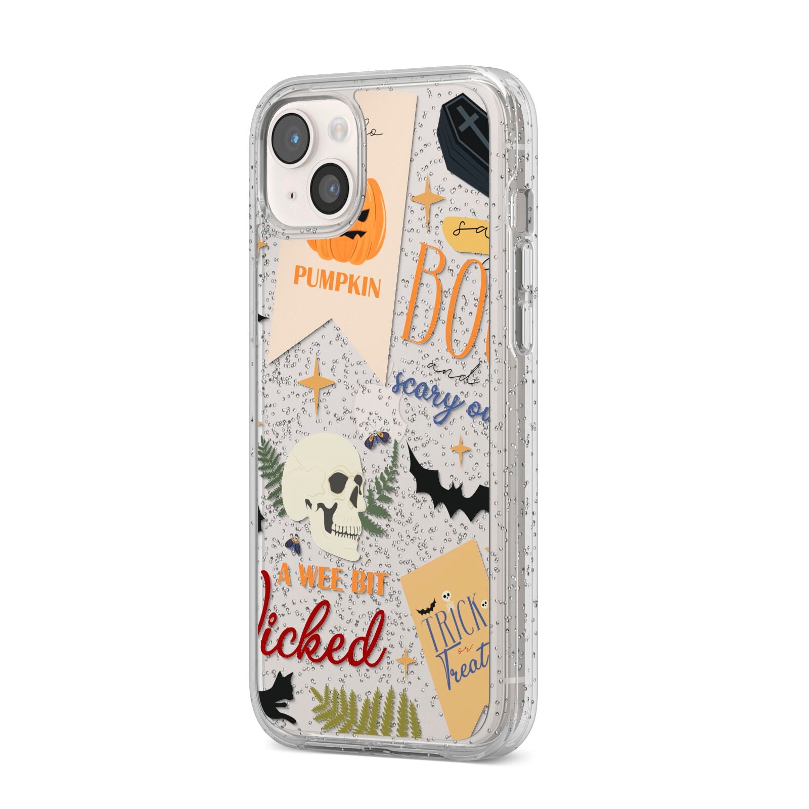 Dramatic Halloween Illustrations iPhone 14 Plus Glitter Tough Case Starlight Angled Image