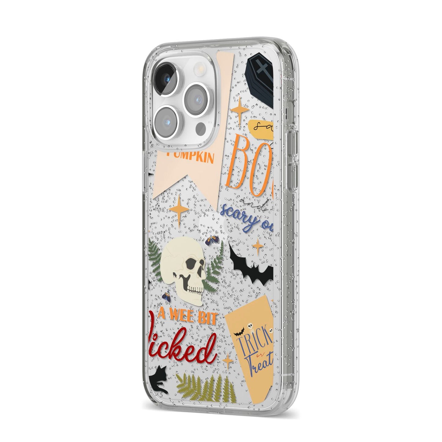 Dramatic Halloween Illustrations iPhone 14 Pro Max Glitter Tough Case Silver Angled Image