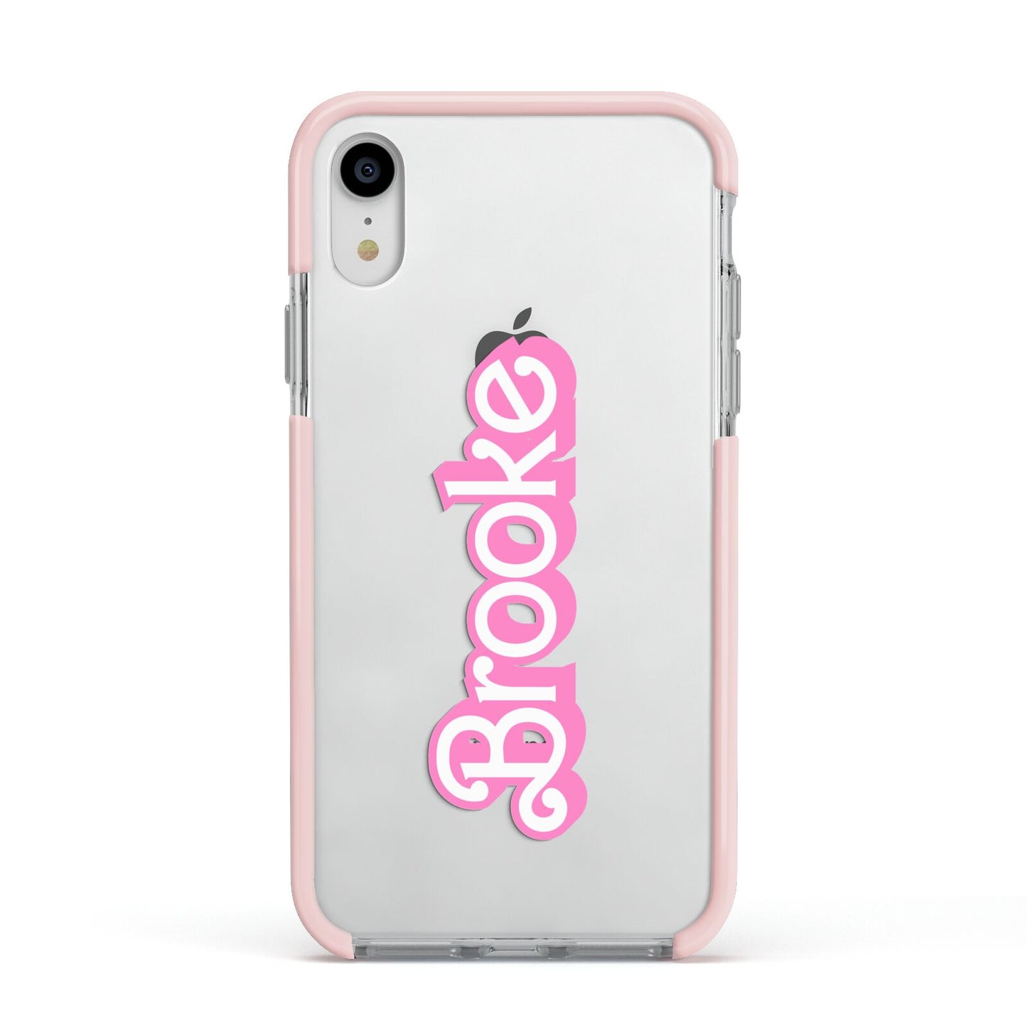 Dream Name Apple iPhone XR Impact Case Pink Edge on Silver Phone