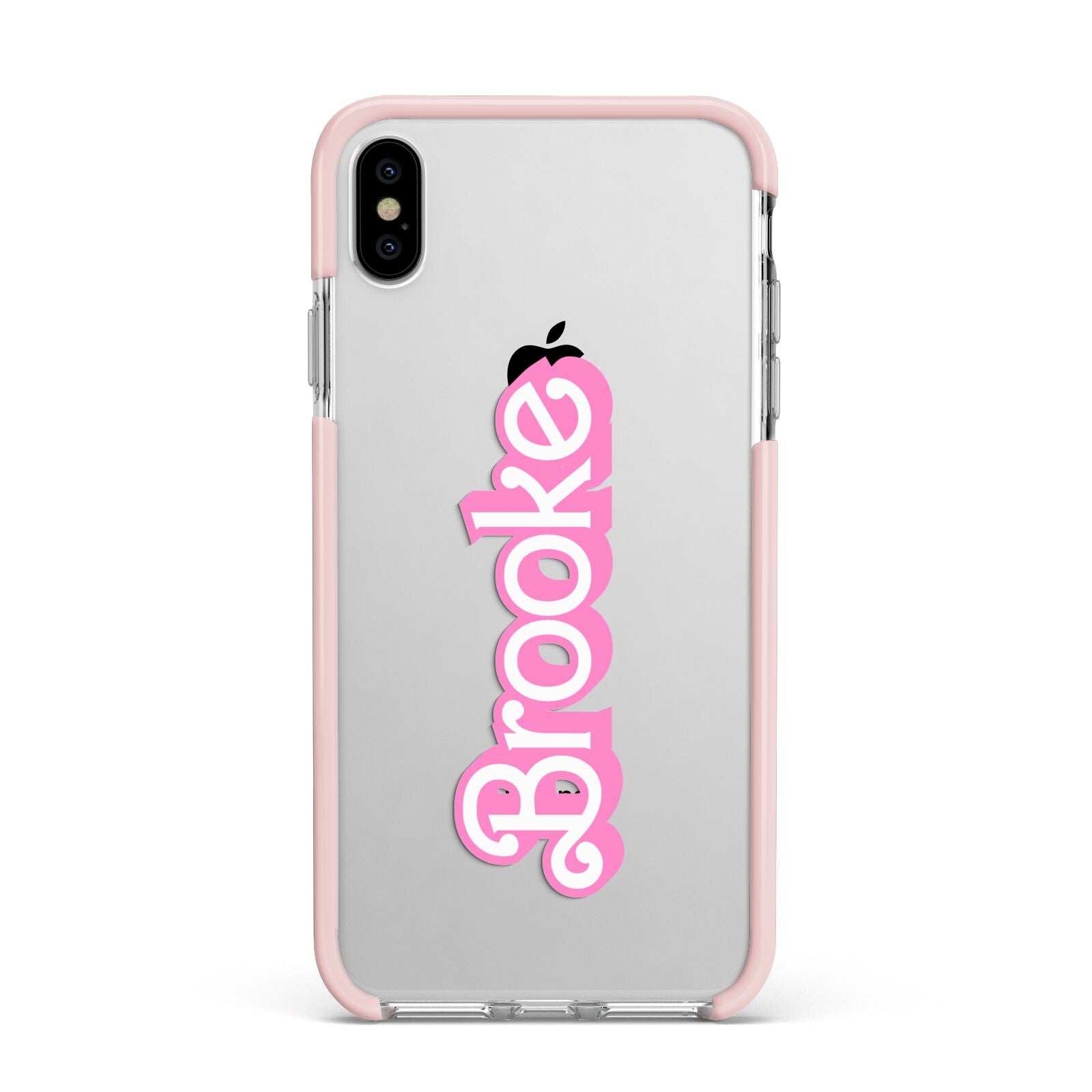 Dream Name Apple iPhone Xs Max Impact Case Pink Edge on Silver Phone