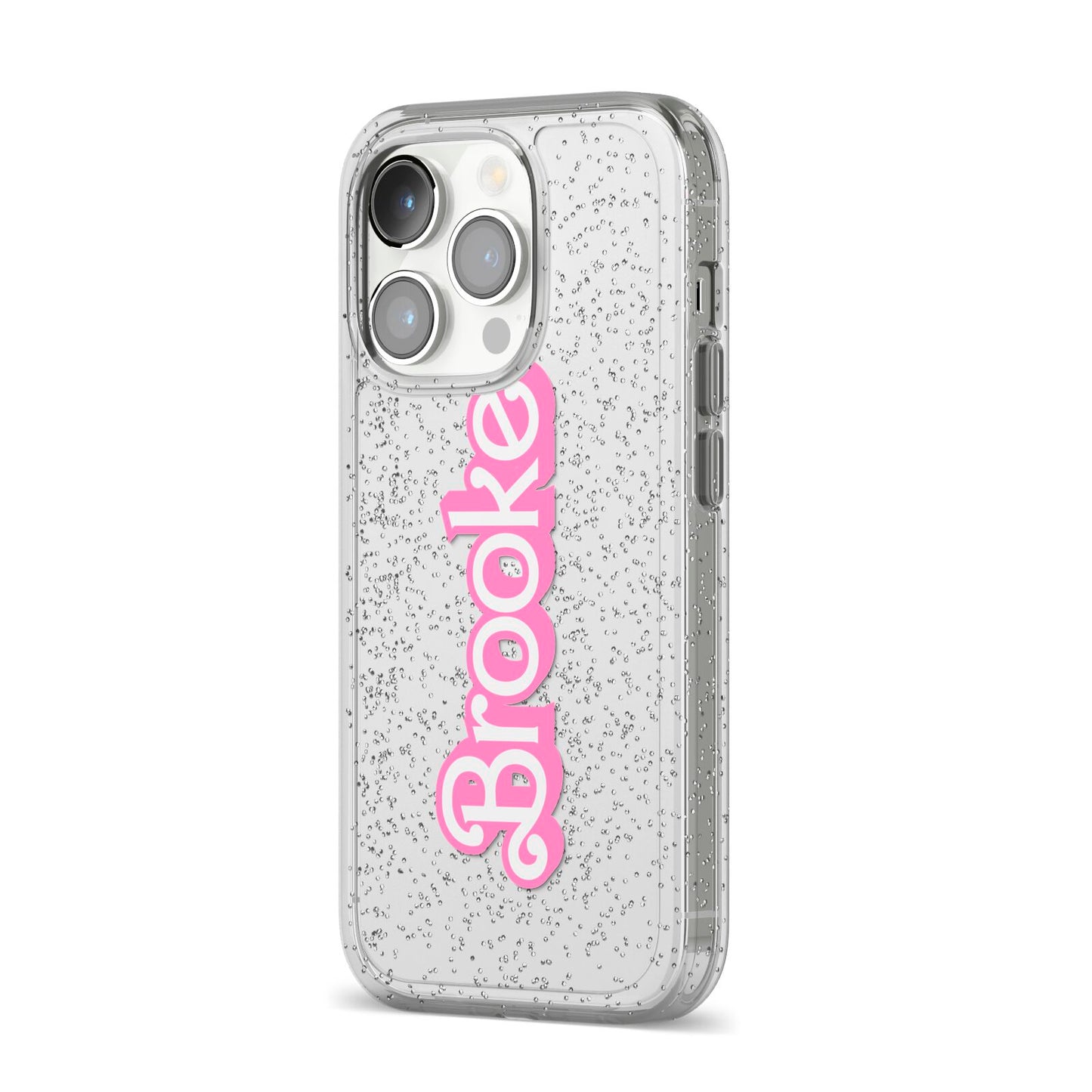 Dream Name iPhone 14 Pro Glitter Tough Case Silver Angled Image