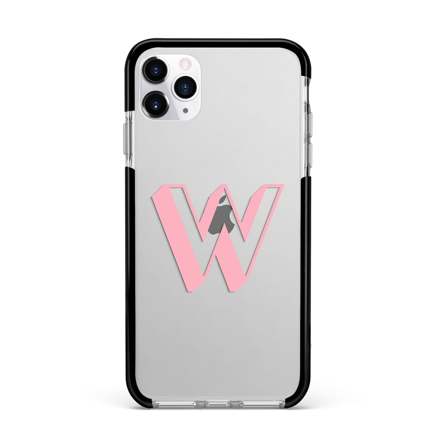 Drop Shadow Initial Apple iPhone 11 Pro Max in Silver with Black Impact Case