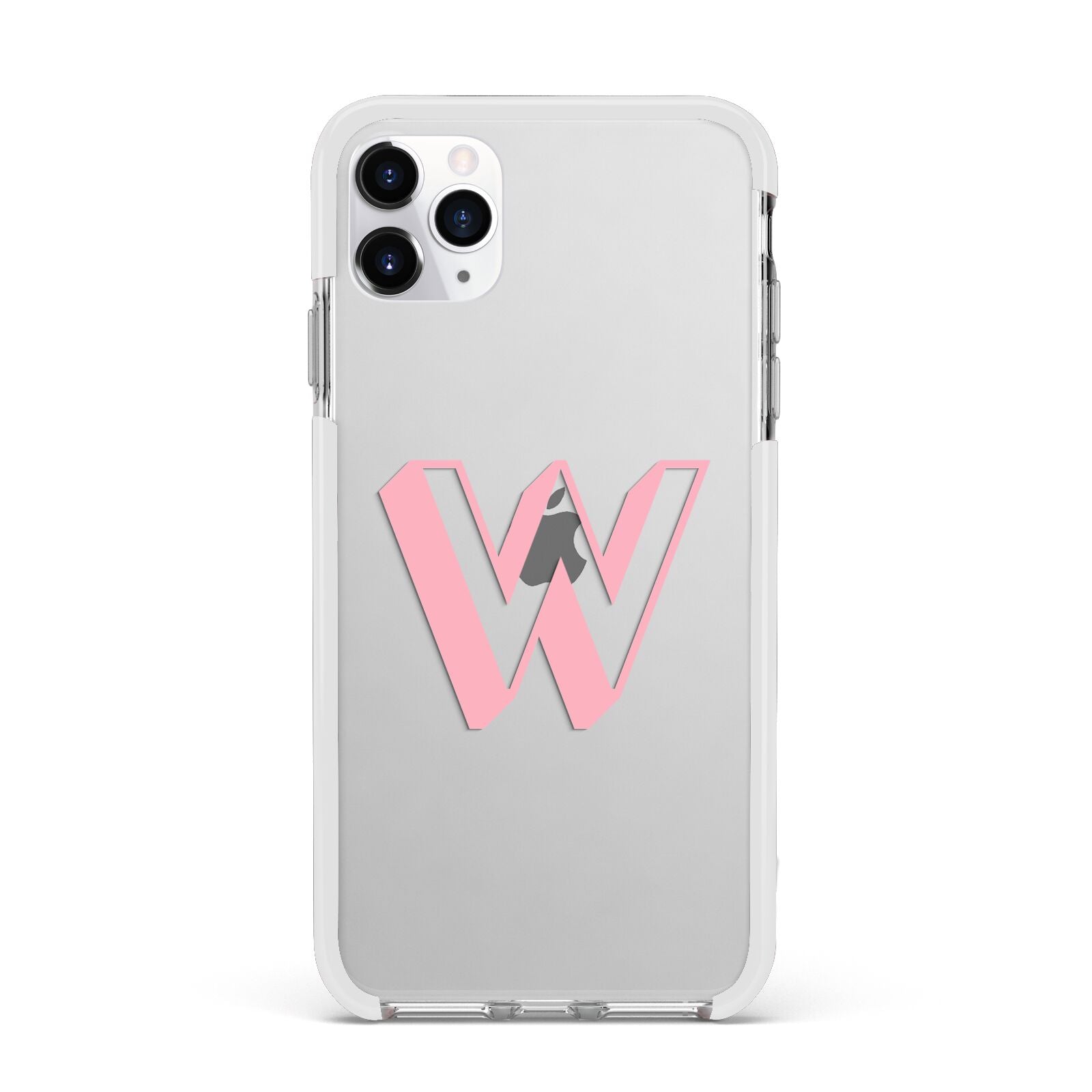 Drop Shadow Initial Apple iPhone 11 Pro Max in Silver with White Impact Case